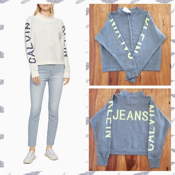 Calvin Klein Jeans Travel Logo Mock Neck Sweater - Picture 2 of 8